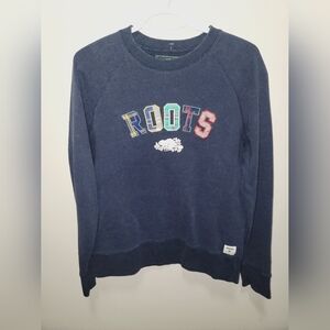 Roots Navy Sweatshirt with Multicolor Logo size medium